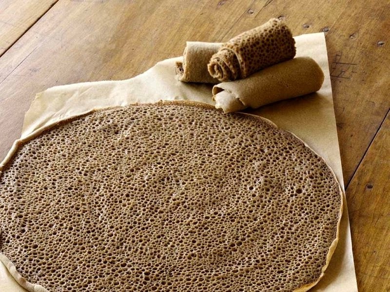 Injera. Sourdough spongy bread from Ethiopia